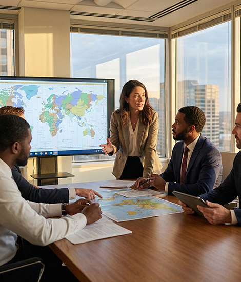 Legal team reviewing cross-border visa and residency documentation